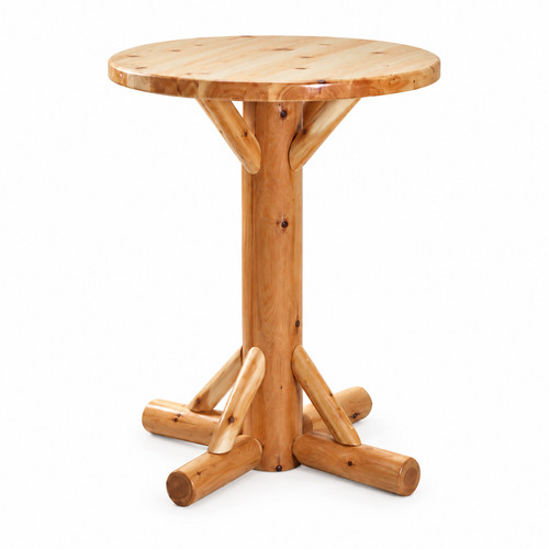 Rustic round log pub table - rustic,